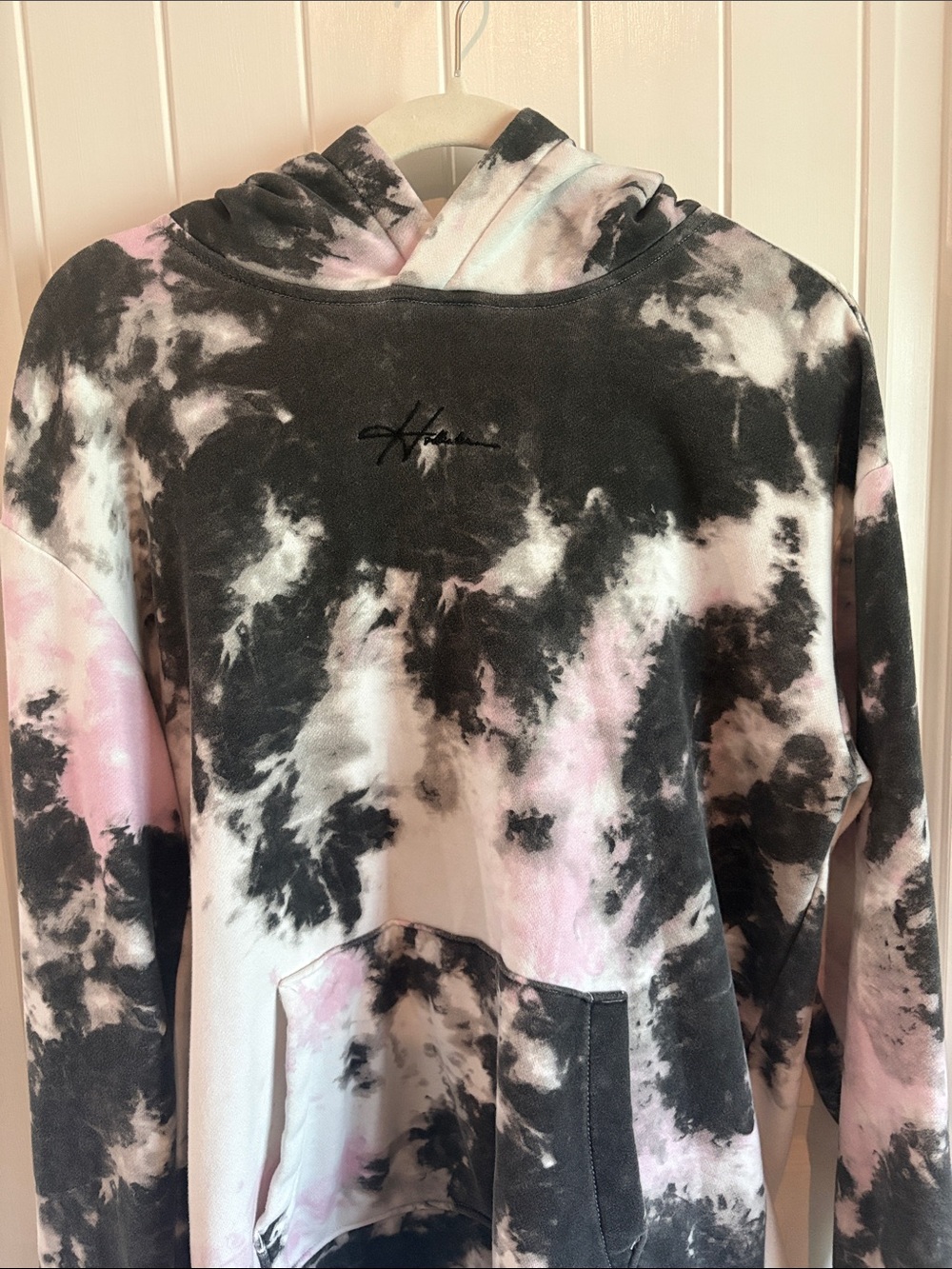Hollister Black, White & Pink Tie-Dye Hoodie